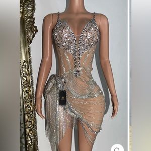 BUTTER RHINESTONE DRESS ( amekana boutique)